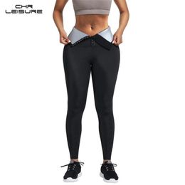 CHRLEISURE Body Shaper Legging High Waist Fitness Sport Sweat Abdomen Legging Push Up Sportswear 211221