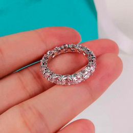 Eternity Lady Promise Ring 925 sterling silver 4mm AAAAA Cz statement Engagement Wedding band rings for women Bridal Jewelry