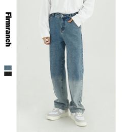 Firmranch Spring Men/Women Washed Colour Matching Loose Straight Long Denim Pants Retro Japanese&Korean Style Vintage 90s Jeans