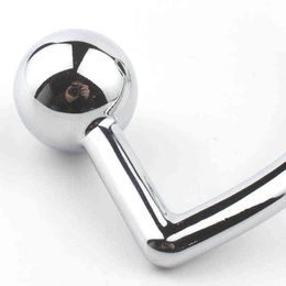 Gay Butt Plug Stainless Steel Metal Anal Hook With Ball Penis Ring For Male Anal Plug Dilator Penis Chastity Lock Cock Ring Y1029