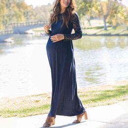 Long Maternity Shoot Dress Pleated Pregnancy Photography Dresses Split Side Maxi Maternity Gown Photo Prop For Pregnant Women G220309