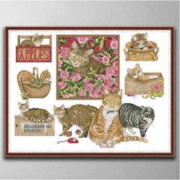 Cat Handmade Cross Stitch Craft Tools Embroidery Needlework sets counted print on canvas DMC 14CT /11CT