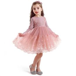 Girls Dress Cute Lace Tulle Outfits 2021 Winter Girl Dresses For Girl Party Birthday Prom Ceremonies Infantil Vestido 3 5 7 8Yrs Q0716