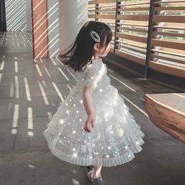 Glitter Children Girl Dress Child Girls Clothing Pincess Lace Kids Summer Dresses for Wedding Party baby Clothes girls dresses Q0716