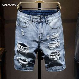 summer Men's Denim Shorts high quality men jeans shorts Cotton Straight Male Blue Casual Short Jeans mens size 27-36 210716
