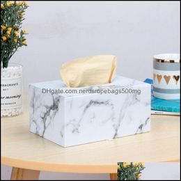 Table Decoration Aessories Kitchen, Dining Bar Garden Tissue Boxes & Napkins Rectangar Marble Pu Leather Facial Box Er Napkin Holder Paper T