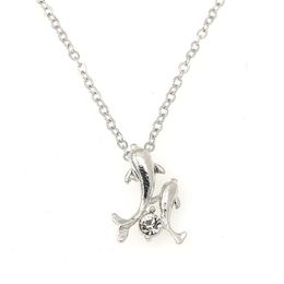 Fashion Crystal Cute Double Dolphins Pendant Necklaces Rhinestone Chain Necklace