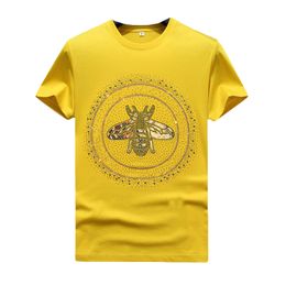 Summer Rhinestone T-Shirts for Men Women Unisex - Yellow Tops Casual Crew Neck Short Sleeve Shirts & Tees Regular Fit