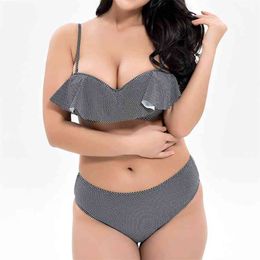 Swimwear Push Up Bathing Suit Plus Size Swimsuit Solid Large Bikinis Women Beach Wear Swimming 4XL 6XL 8XL 210625