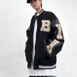 Baseball Clothes Women Jacket Men High Street Autumn National Trend Hip-hop Woolen Uniform Loose 211217