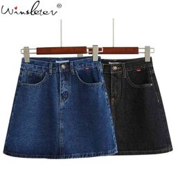 Teen Skirt Mini Girls Women Black Blue A-line High Waist Solid s Summer Clothes falda linea a B03215B 210421