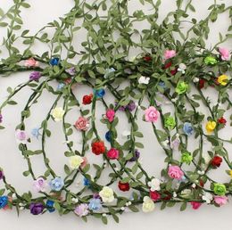 Wedding bride girl head flower rattan wreath headdress crown garland Hawaii flower headband bridesmaid bohemian hair bands party