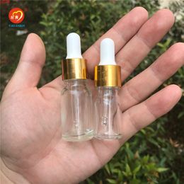 5ML 10ML Transparent Clear Mini Glass Dropper Bottle Esssentail Oil Vials e liquid Wholesale Pipette Bottles Jars 24pcsjars