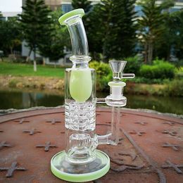 8 Inch Green Blue Heady Hookahs Water Pipe Inverted Showerhead 14mm Female Thick Glass Bongs Ratchet Perc Torus Oil Dab Rigs
