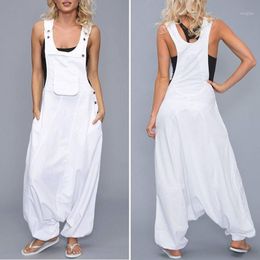 Women's Jumpsuits & Rompers Summer FashionPlus Size Women U Neck Sleeveless Backless Side Pockets Baggy Long Clothesmono Verano Mujer 2021#L