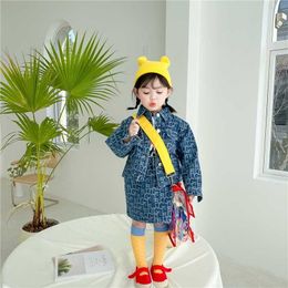 Spring Baby Girl 2-pcs Sets Long Sleeves Denim Jacket + Skirts Fashion Outfits Kids Clothes E2056 210610