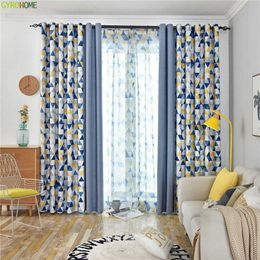 GYC2375 Modern Grey Coffee Yellow Blue Joint Geometric Home Decorative Window "Customise"Curtain For Bedroom 210712