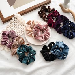 Hairs Scrunchies with Pearl Girl Velvet Elastic Hairbands Large Intestine HairRopes for Women Ponytail Holder Hair Accessories