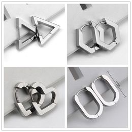 Fashion Geometric Triangle Heart Square Hexagon Ear Cuff Silver Stainless Steel Ear Clip Earrings For Women Jewellery