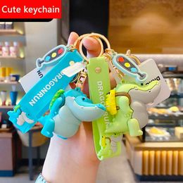 New Funny Fat Crocodile Leather Bag Car Keychain Plastic Soft Rubber Doll Pendant Key Holder Ring Accessories Jewelry Gift G1019