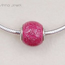 Essence Series Frihet Transparent Cerise Enamel Clear CZ Pandora Charms För Armband DIY Jewlery Göra Lösa Pärlor 925 Silver Smycken Partihandel 796083Sen117