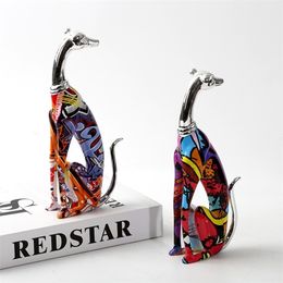 European and American creative Colour animal squat Doberman resin crafts home study TV cabinet decorations ornaments 210924