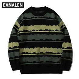 grandpa sweater Canada - Harajuku vintage jumper striped ugly sweater streetwear pullover men oversized hip hop punk knitwear video grandpa 211021