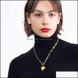 Pendant Necklaces & Pendants Jewellery Enfashion Heart For Women Gold Colour Stainless Steel Choker Necklace Fashion Jewelery Party Wholesale P