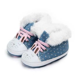 Baby Girls Boots Winter Newborn Shoes Warm Dot Print Infant Snow Boots Plus Velvet Baby Shoes G1023