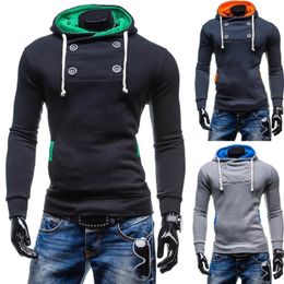 Men's Hoodies & Sweatshirts ZOGAA Autumn And Winter Men Sweatshirt Multicolor Comfort Plus Velvet Knit Solid Colour Hooded Button Decoration