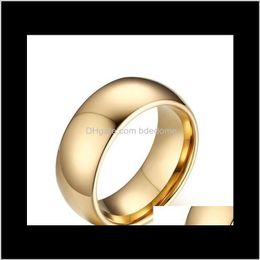 -Band Schmuck kratzfeste Herren Edelstahl Ringe für Männer Gold Ring Wide 8mm Gewicht 15.4g US Größe 6-13 Drop Lieferung 2021 N2UX