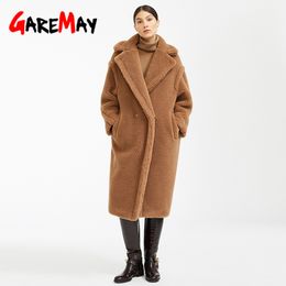Winter Fashion High Quality Imitation Velvet Fur Coat Long Female Loose Thick Warm Mink fur Teddy coat 210428
