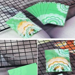 Gift Wrap Green Biscuits Pouches Transparent Opp Plastic Bags Candy Lollipop Cookie Packaging Bag Wedding Party Pouch