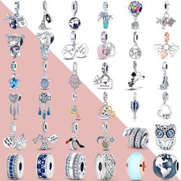 2021 925 Silver Charm Bead Fit Original Pandora Bracelet DIY Plane Travel Dreamcatcher Family Trunk and Clip Charms