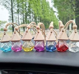 quality colorful pink blue emptyl Car Perfume Bottle Pendant Essential Oil Diffuser Clothes Ornaments Air Freshener Pendants Empty Glass Bottle