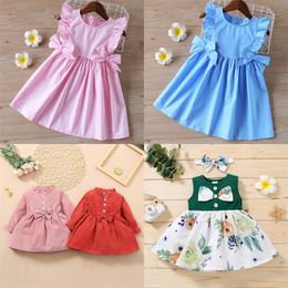 0-3T Baby Girl Dress Toddler Girl Dresses Long Sleeve Infant Corduroy Dress Bow Princess Cute Spring Autumn Winter Girls Clothes 2530 Q2