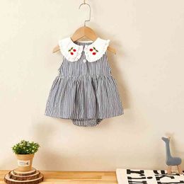Cute Cherry Printed Infant Jumpsuit Baby Girls Romper Summer Clothes Rompers born Clothing 210429