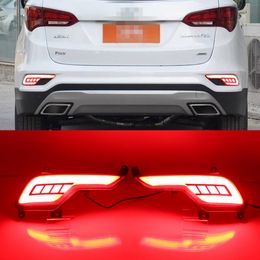 1 Pair LED Rear Bumper Reflector Light For Hyundai ix45 Santa Fe Santafe 2016 2017 2018 Brake Light Turn Signal Light