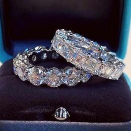 -Luxus Funkelnder Silber Mi Ring für Frau Versprechen Hochzeit Brautschmuck Geschenk