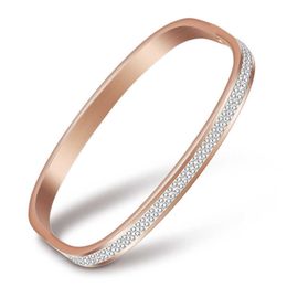 2020 Stainless Steel Zircon Bracelet for Women Accessories Silvery Brand Jewellery Bracelets Femme Rose Gold Crystal Bracelet Lady Q0719