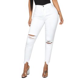 Pantalones Vaqueros Rotos Blancos De Las Mujeres Oferta Online | DHgate.com