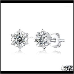 Drop Delivery 2021 Moissanite For Women Snowflake Classic 6 S925 Stud Sier Jewellery Earrings Fashion Earring11 V8Zwp