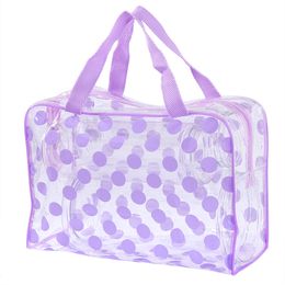 Fashion Dot Women Travel Transparent PVC Cosmetic Bags Fashion Waterproof Neceser Makeup Pouch Wash Toiletry Tote Bag Case