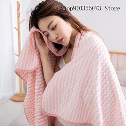 Towel Coral Plush Thickening Winter Bath Absorbent Striped Ripple Plain Cationic Cotton Dry Hair Large Size Bathroom