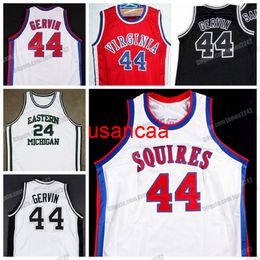 Custom Retro GEORGE #44 GERVIN Virginia Squires College Basketball Jersey All Stitched White Red Black Size S-4XL Any Name Number