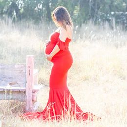 V-neck Maternity Dresses Photo Women Off Wrap Maternity Elegant Fitted Maternity Gown Sleeveless Fit Photography Dress