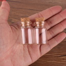 100pcs 22*35*12.5mm 6ml Mini Glass Perfume Spice Bottles Tiny Jars Vials With Cork Stopper pendant crafts wedding giftgoods