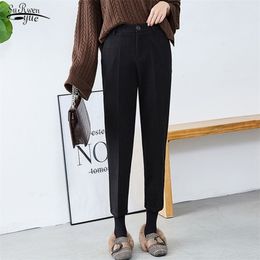 Autumn and Winter Woolen Pants Big Girl Plus Size Thicken Elastic Waist Harem Women Padded Trousers 10942 210521