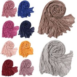 60*180cm Fashionable Women Muslim Crinkle Hijab Scarf Foulard Femme Musulman Cotton Headscarf Islamic Viscose Scarf Shawls Wraps