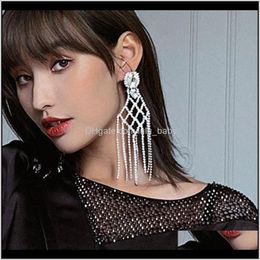 Charm Jewelry Drop Delivery 2021 Fashion Style Exaggerated Alloy Diamond Mesh Tassel Womens Temperament Dinner Claw Chain Earrings Lmhbj